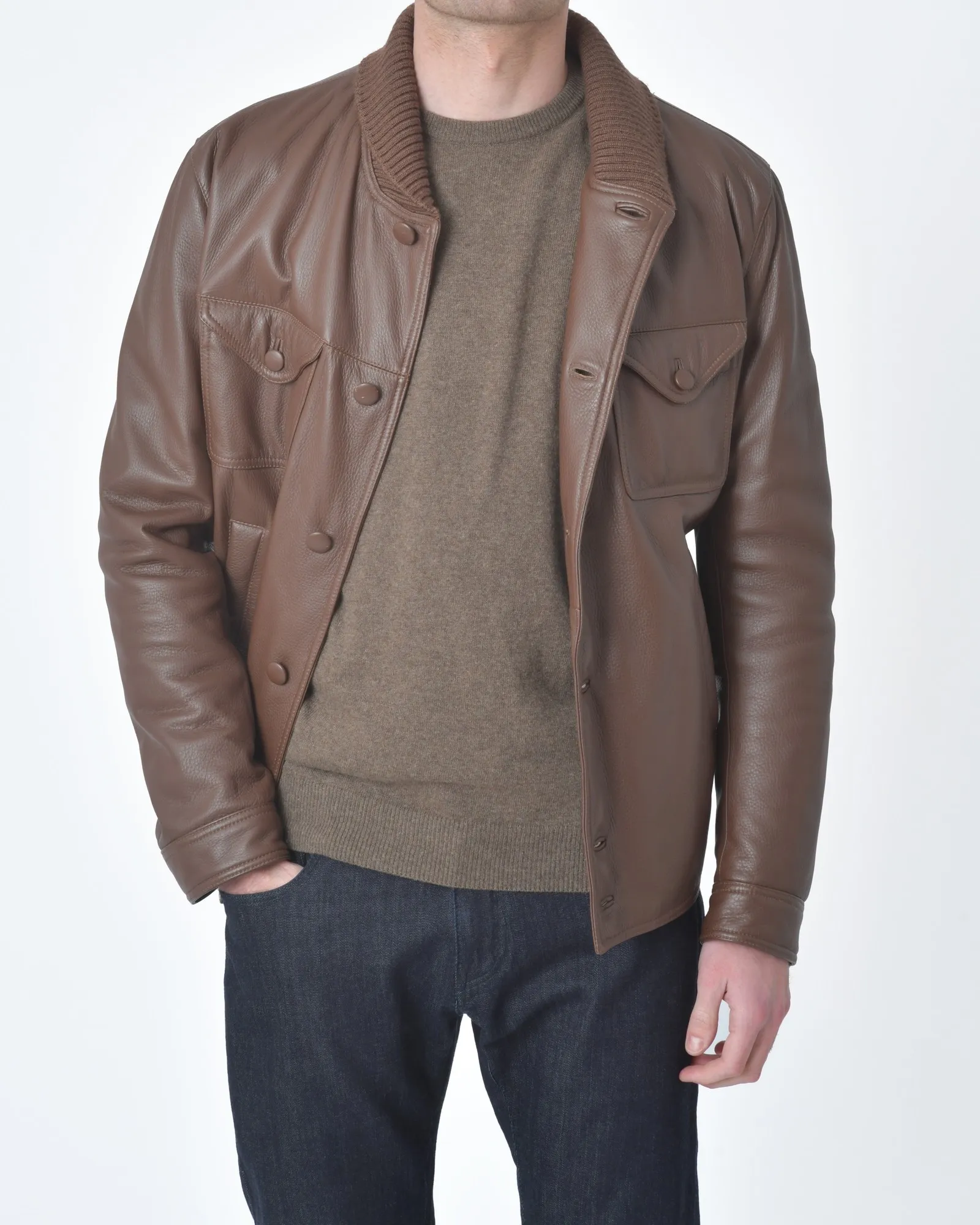 Pull marron manches longues Casheart