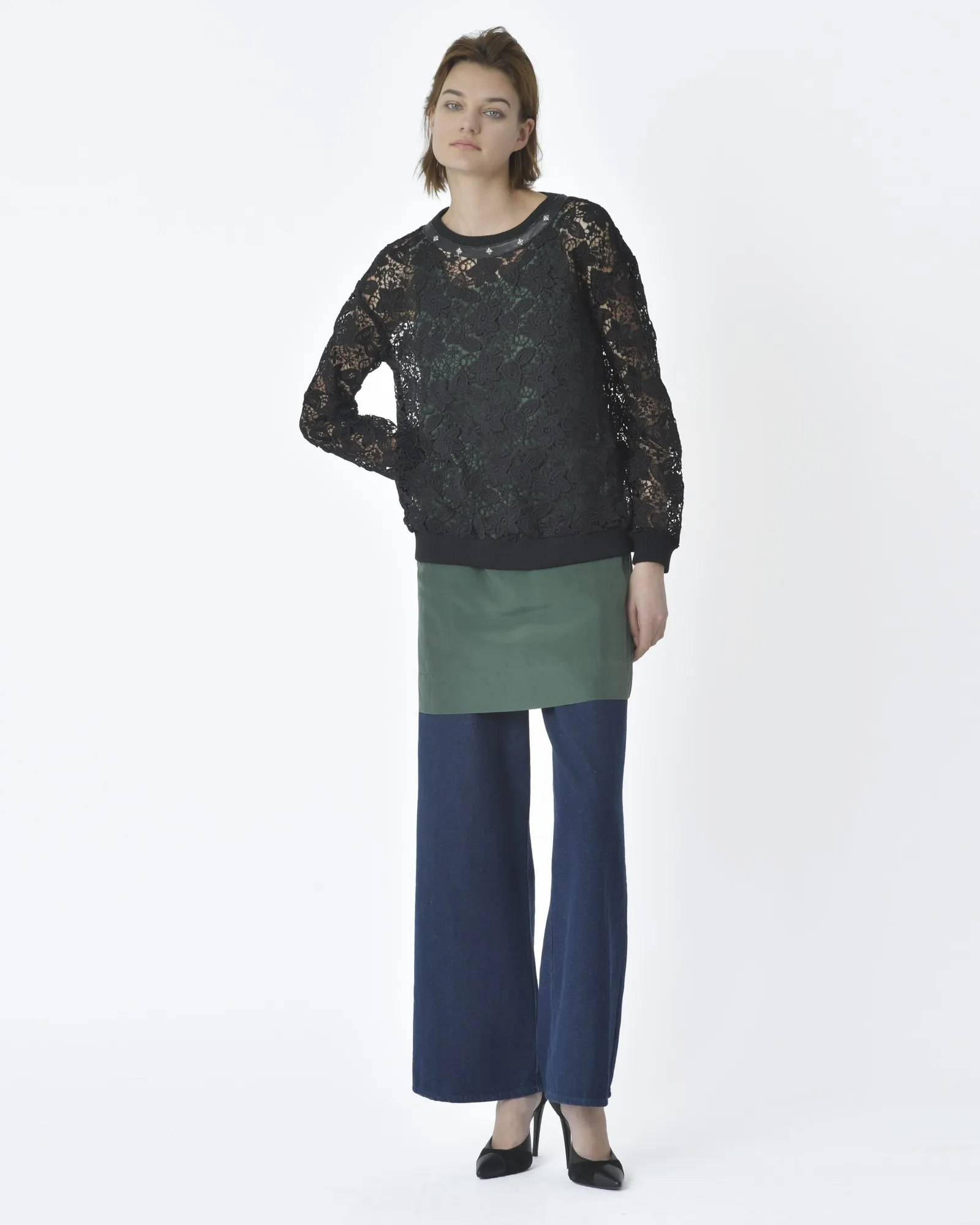 Sweat noir en dentelles John Richmond