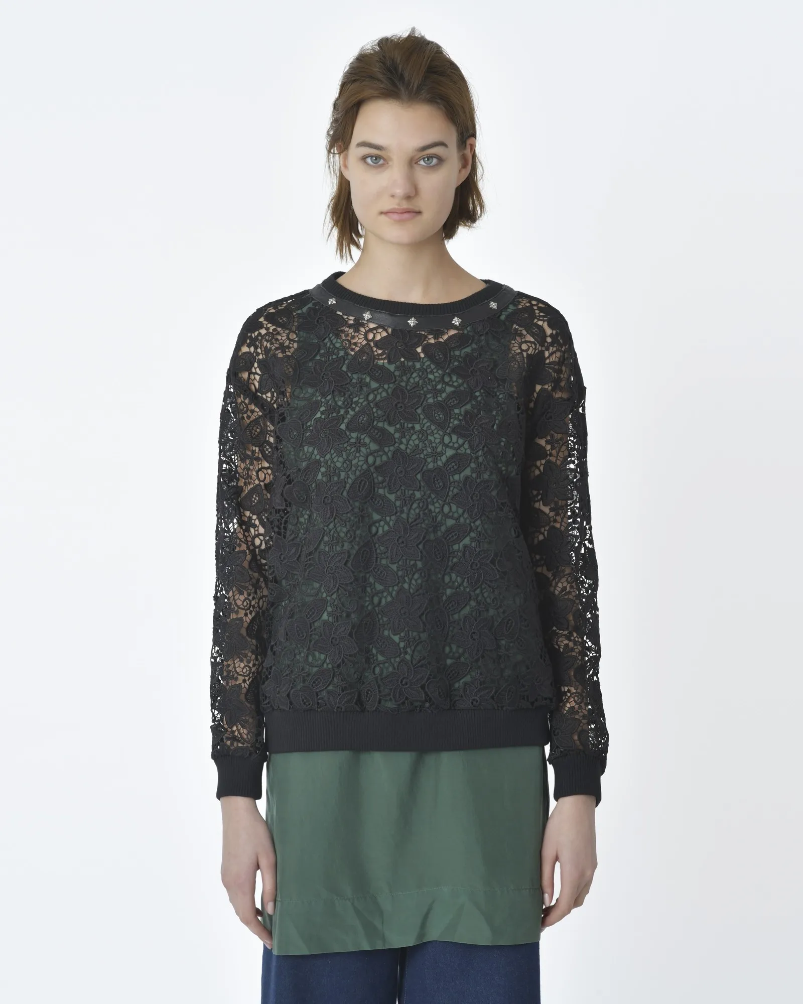 Sweat noir en dentelles John Richmond
