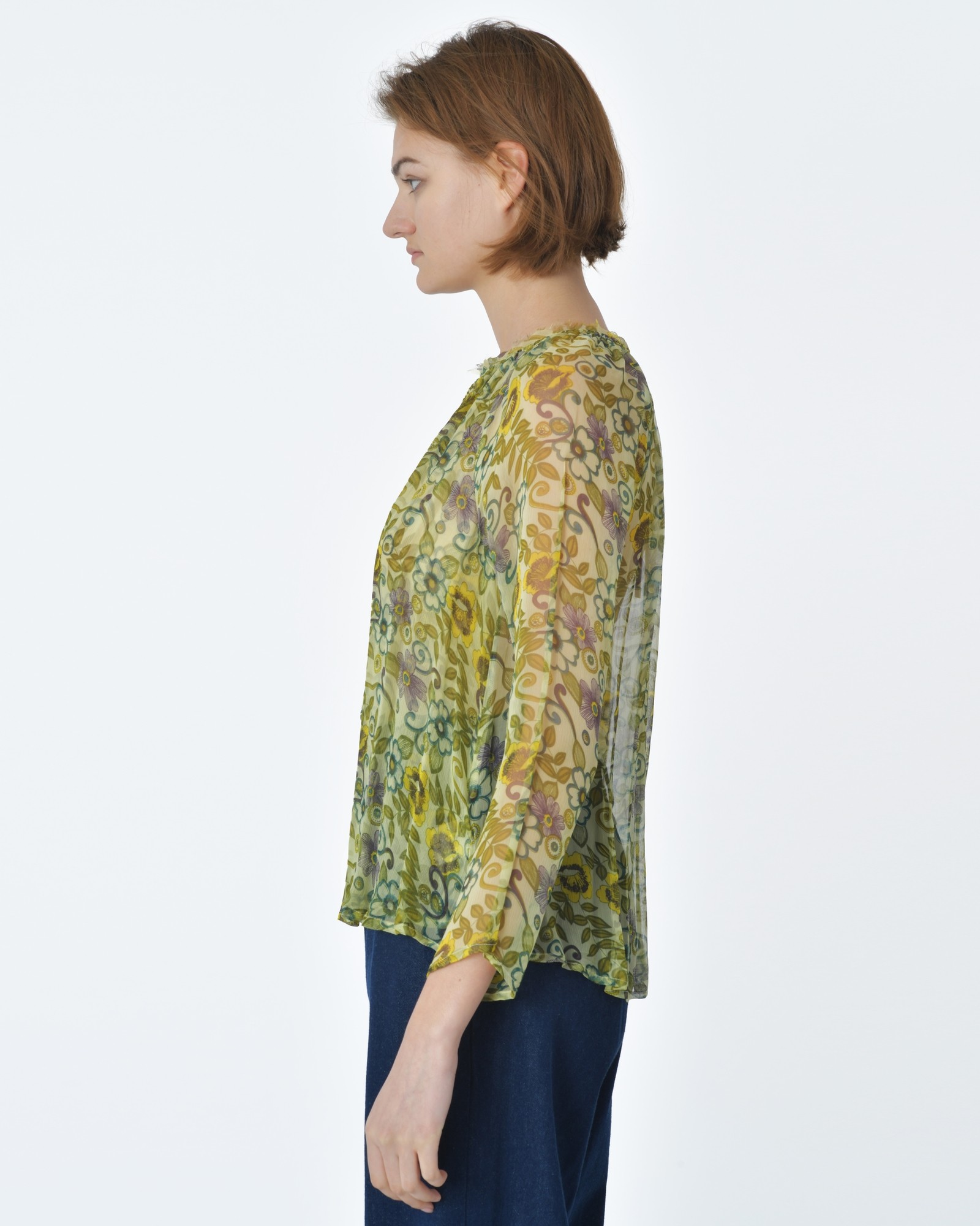 Blouse Longue Femme En Viscose - Motifs Fleurs Sur Fond Noir, Made In Italy, Neuve Avec étiquettes