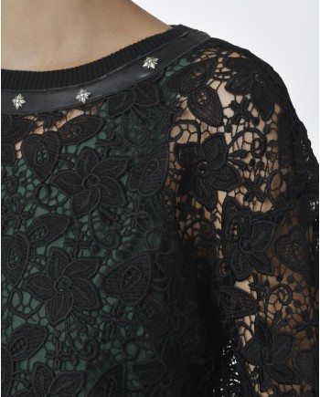 Sweat noir en dentelles John Richmond
