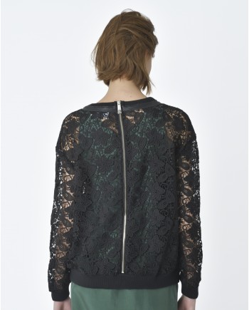 Sweat noir en dentelles John Richmond