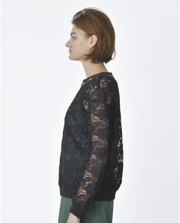 Sweat noir en dentelles John Richmond