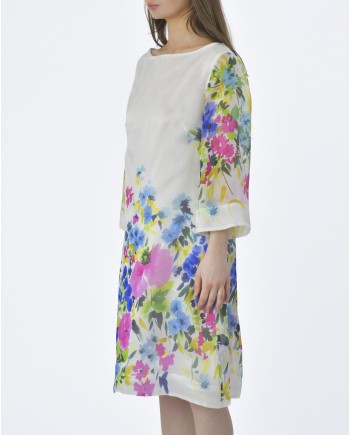 Robe blanche multicolore Sara Roka 