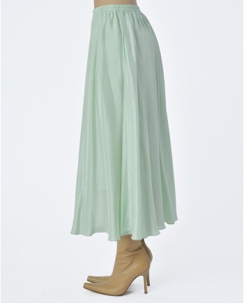 Jupe midi en soie verte Vince 