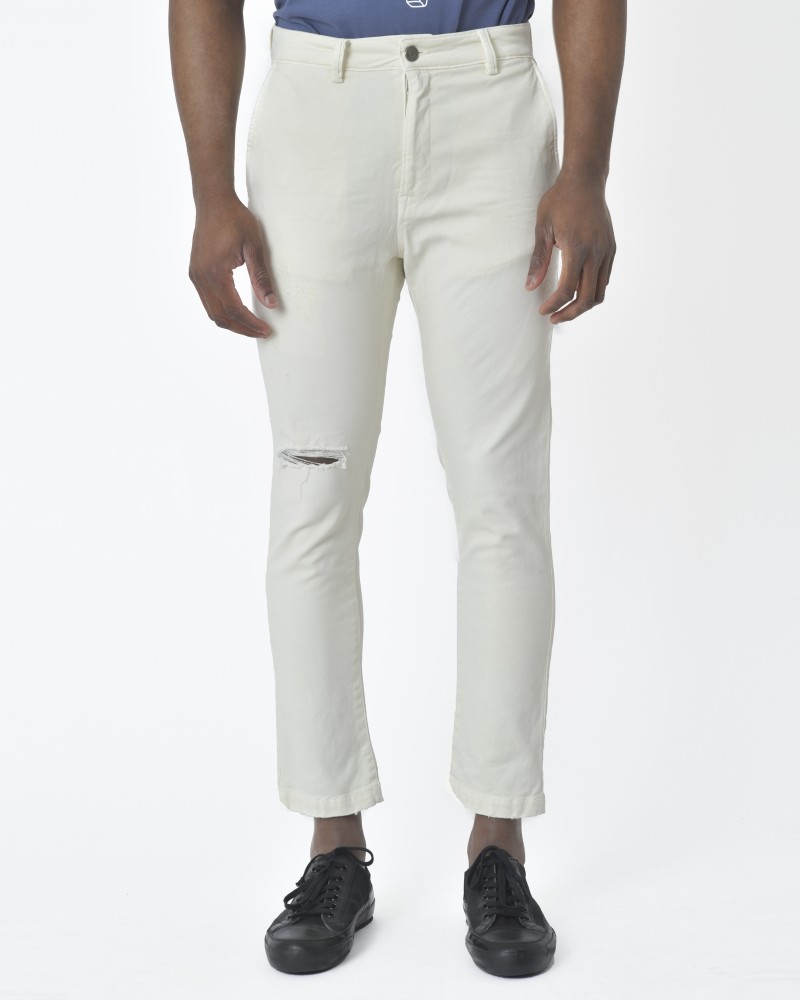 Pantalon effet usé blanc cassé Low Brand