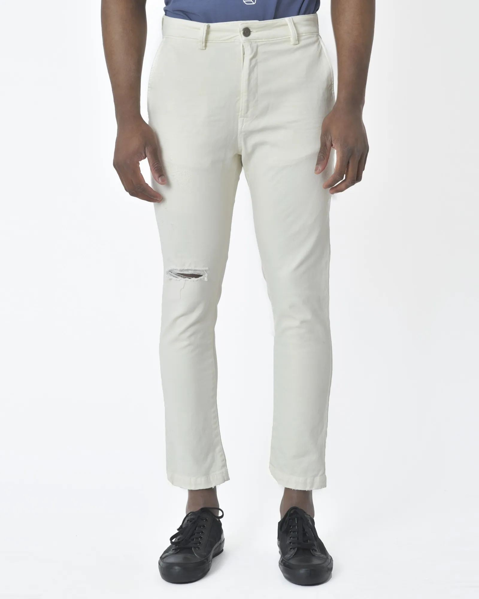 Pantalon effet usé blanc cassé Low Brand