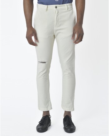 Pantalon effet usé blanc cassé Low Brand