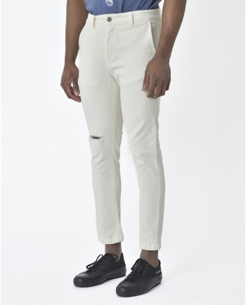 Pantalon effet usé blanc cassé Low Brand