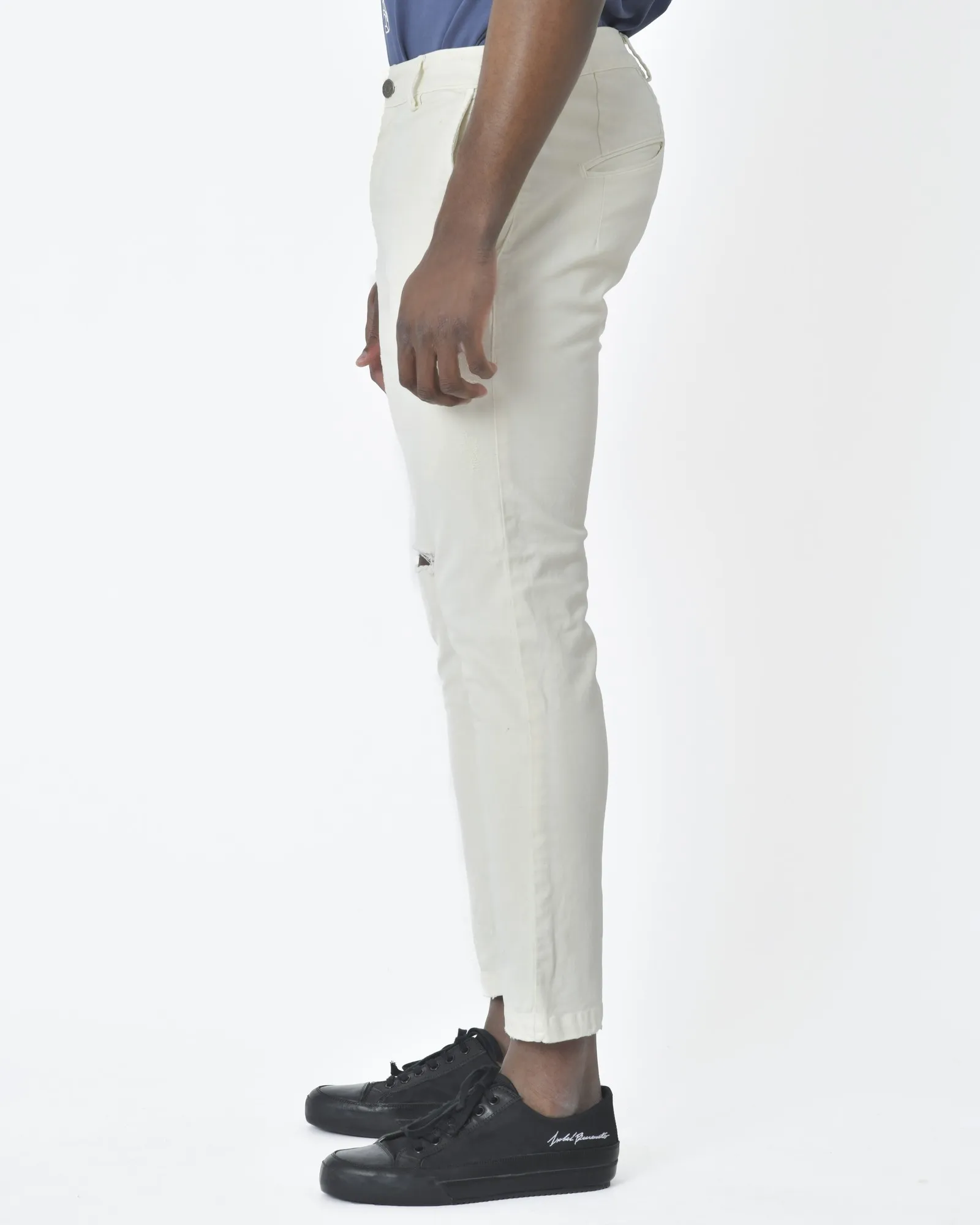 Pantalon effet usé blanc cassé Low Brand