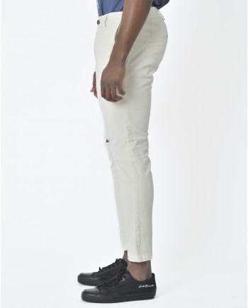 Pantalon effet usé blanc cassé Low Brand