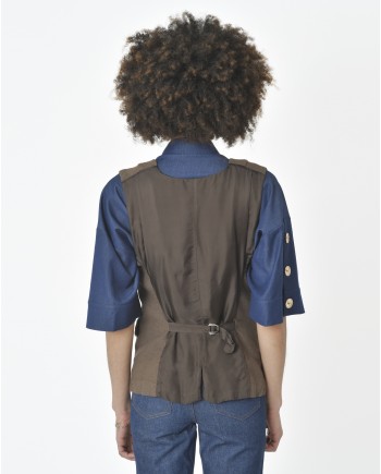 Gilet sans manches marron 120% Lino 