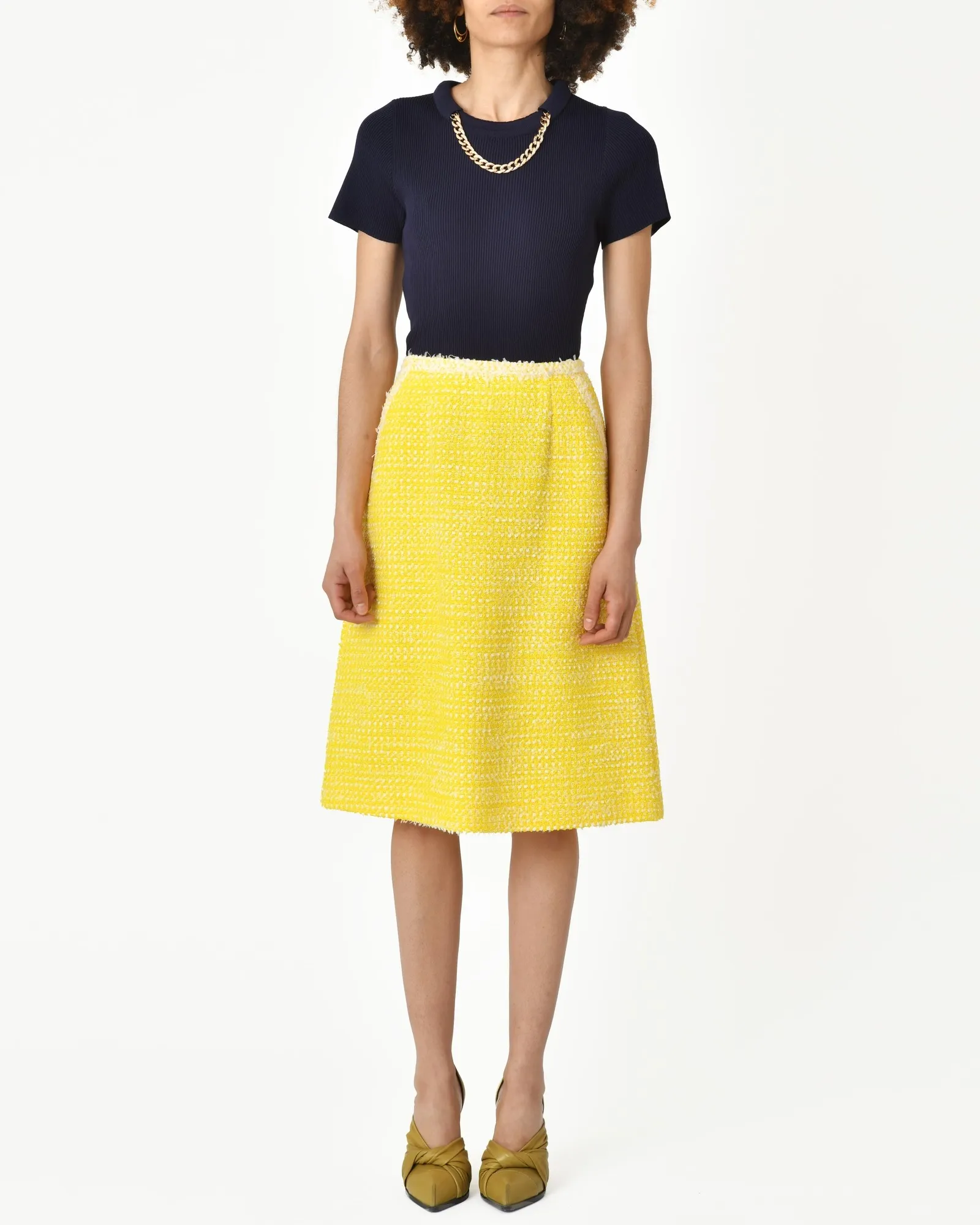 Jupe en tweed jaune Edward Achour