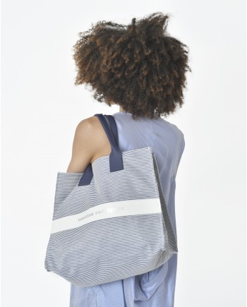 Tote bag fines rayures bleues blanc Narciso Rodriguez