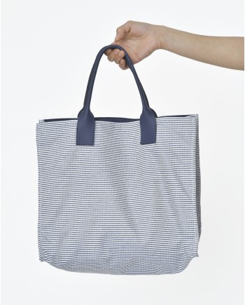 Tote bag fines rayures bleues blanc Narciso Rodriguez