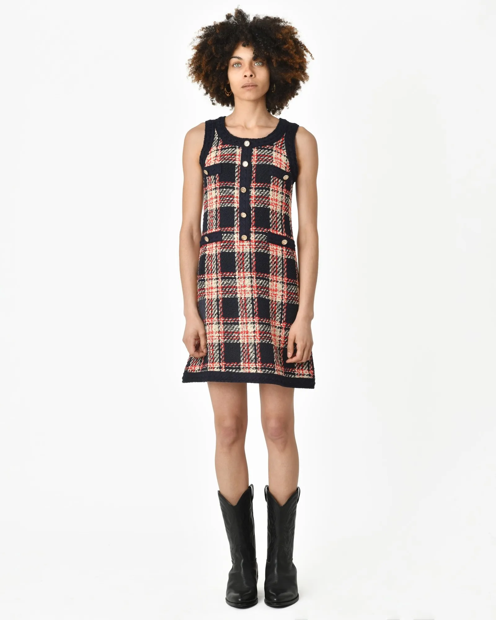 Robe tweed bleu Edward Achour