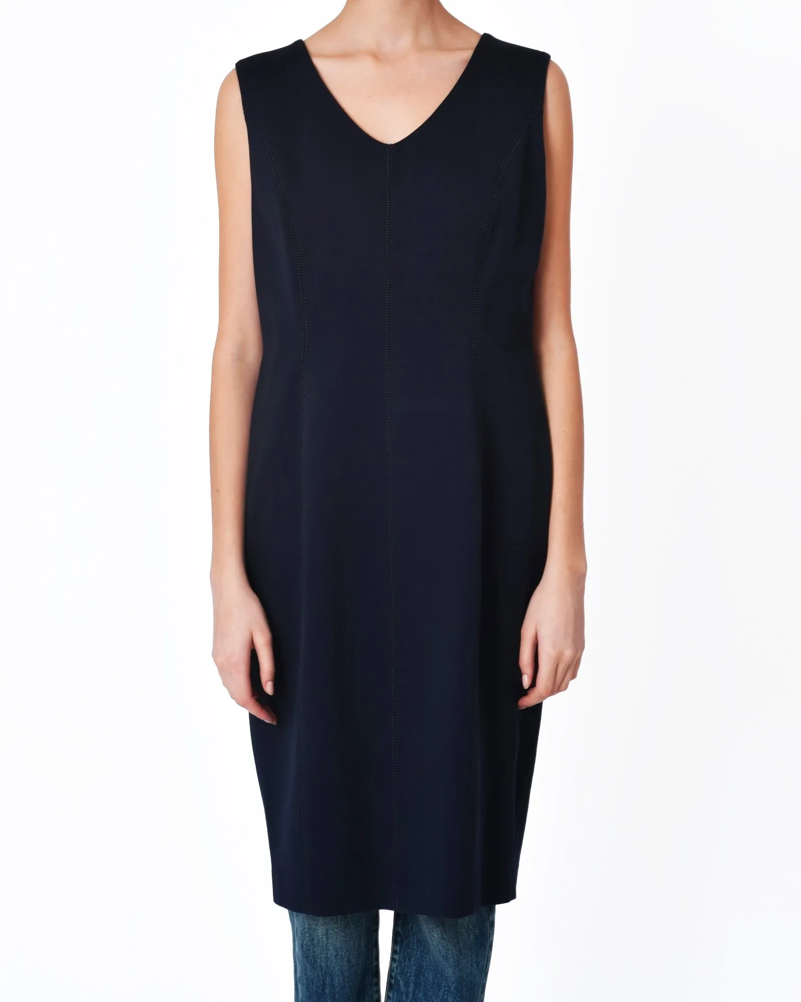 Robe moulante bleue col V Maria Grazia Severi 