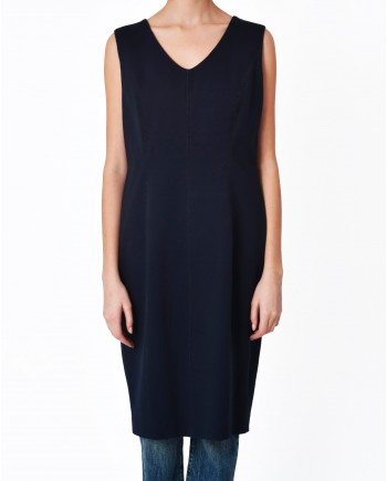 Robe moulante bleue col V Maria Grazia Severi 
