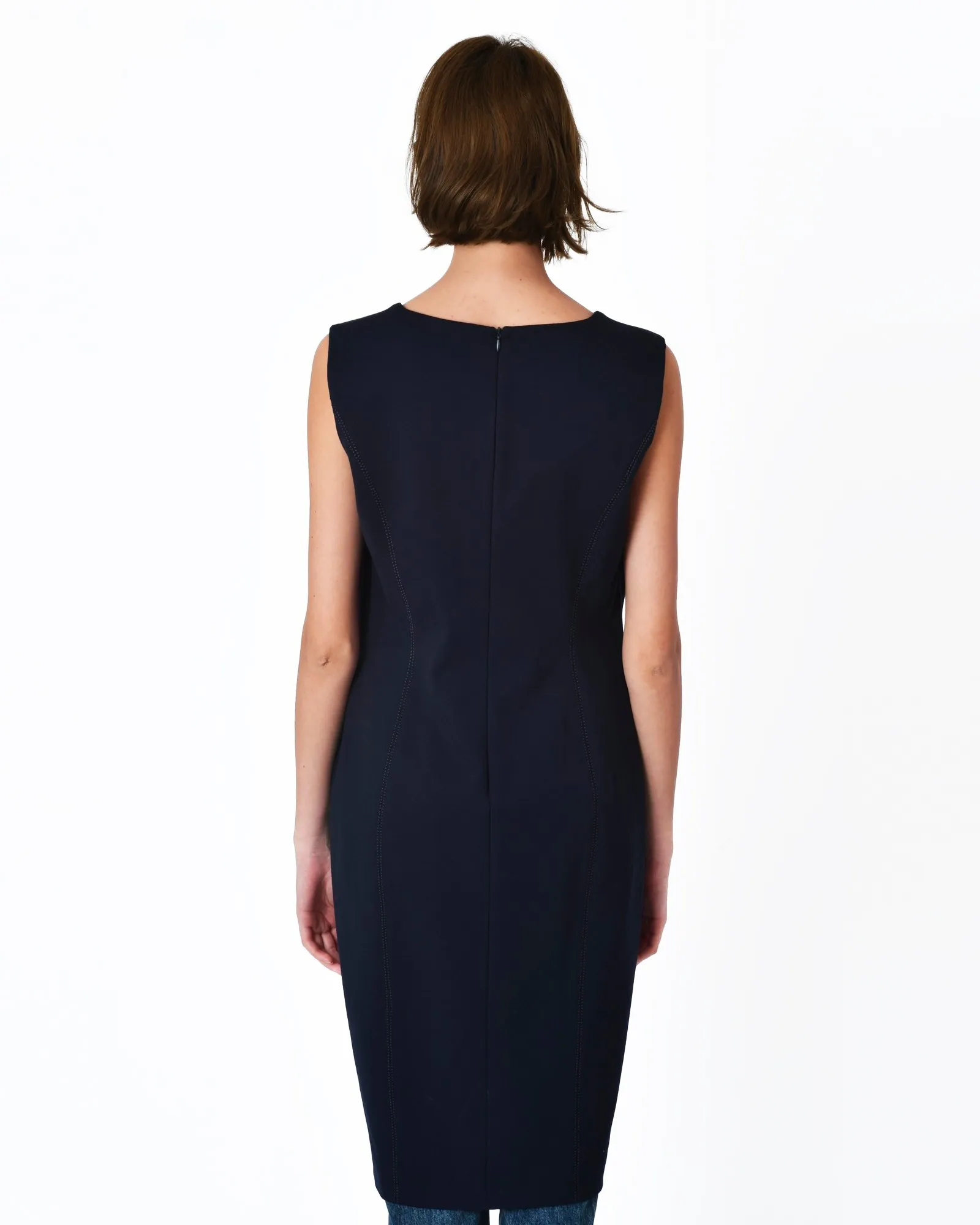 Robe moulante bleue col V Maria Grazia Severi 