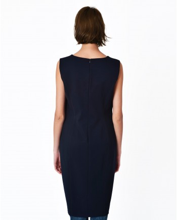 Robe moulante bleue col V Maria Grazia Severi 