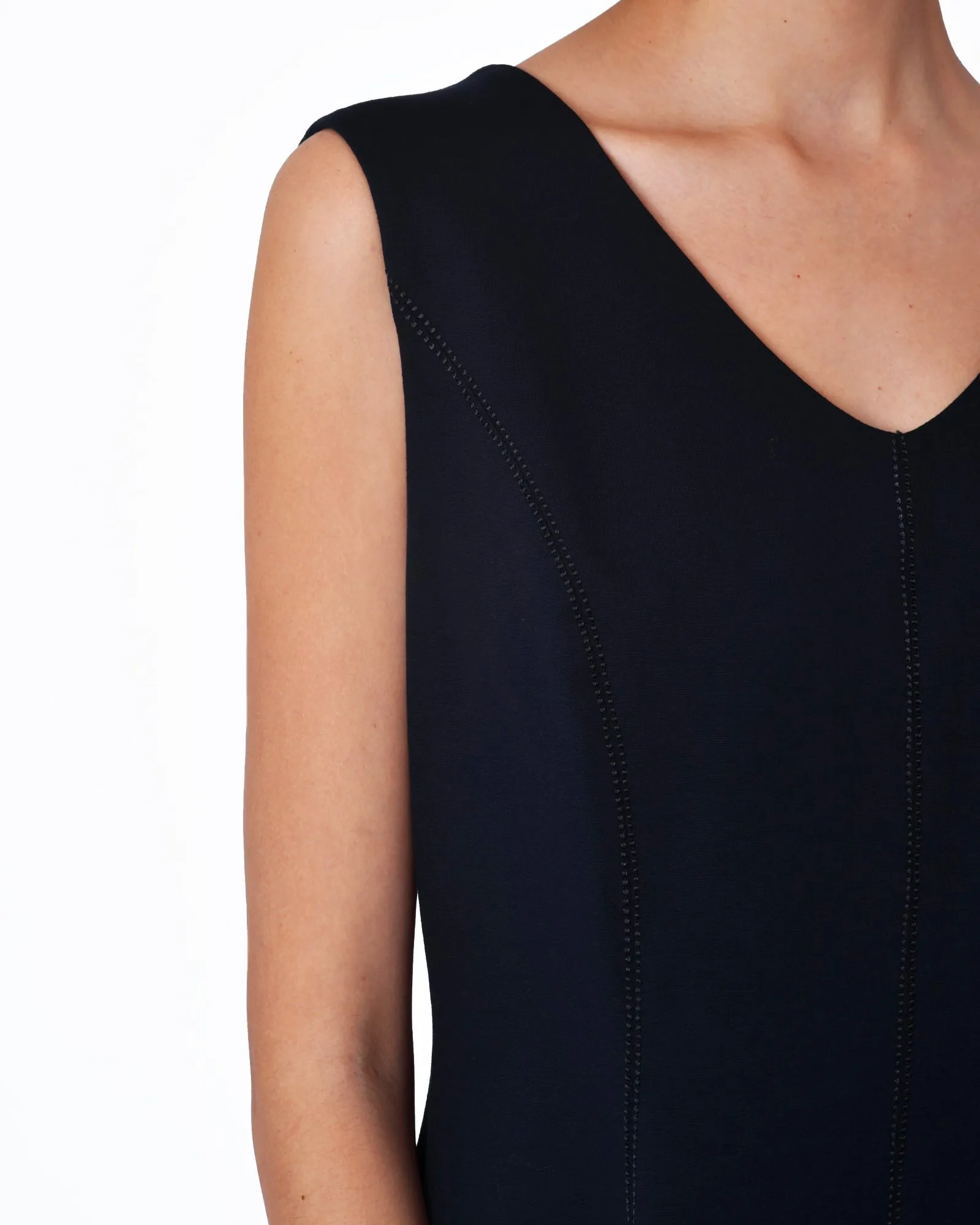 Robe moulante bleue col V Maria Grazia Severi 