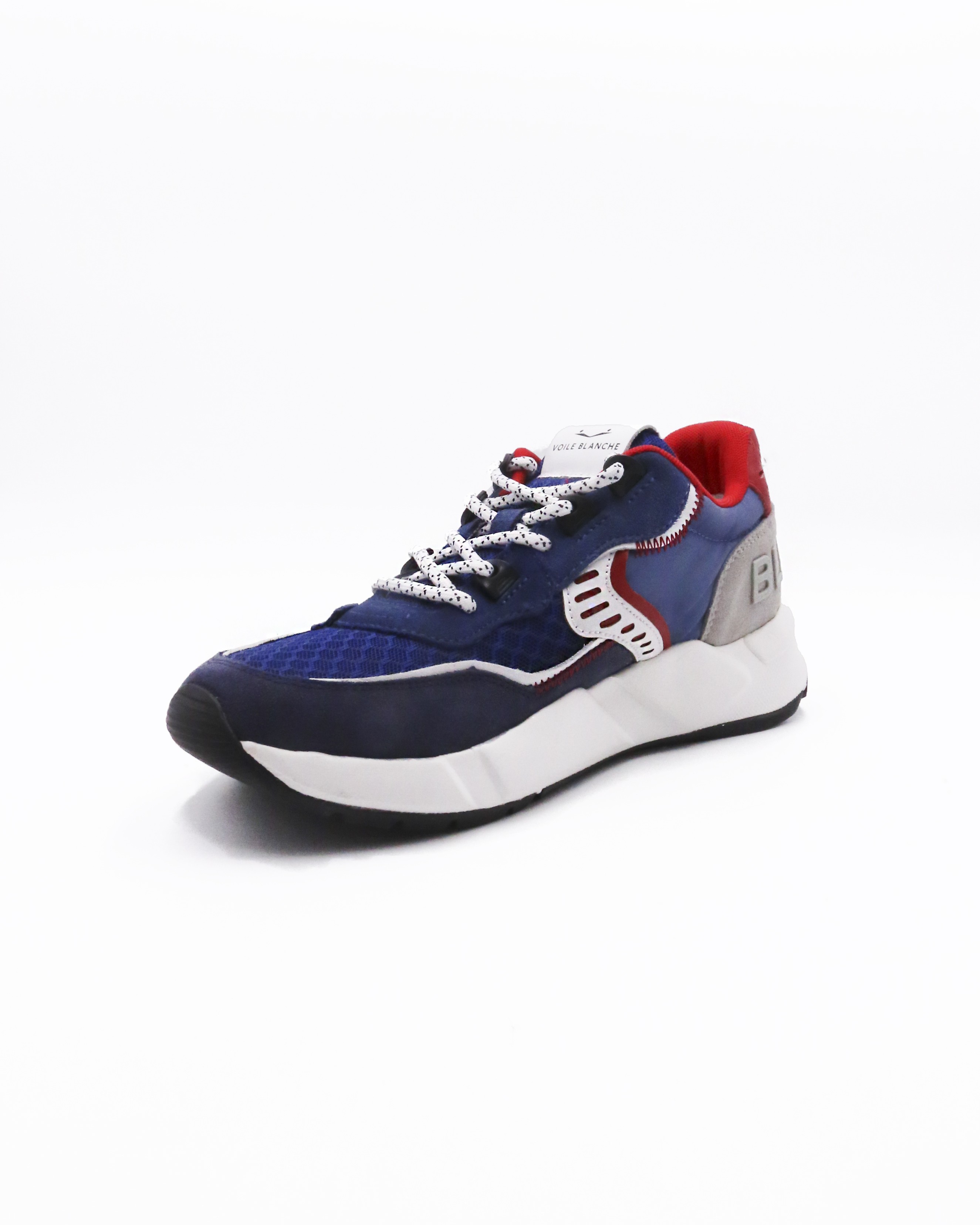 Sneakers VOILE BLANCHE Club04 Pour Homme, Multicolore Bleu/gris, Cuir/tissu, Neuf Avec Boîte