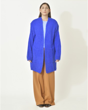 Cardigan tricot en mohair mélangé bleu Emma White