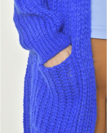 Cardigan tricot en mohair mélangé bleu Emma White