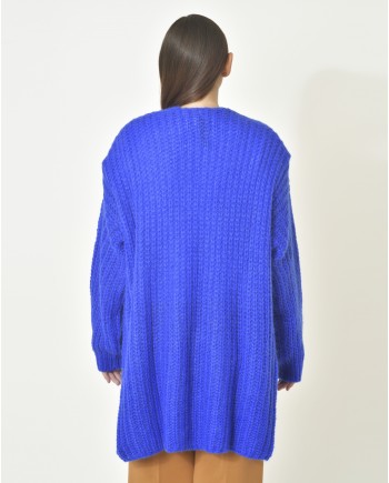 Cardigan tricot en mohair mélangé bleu Emma White