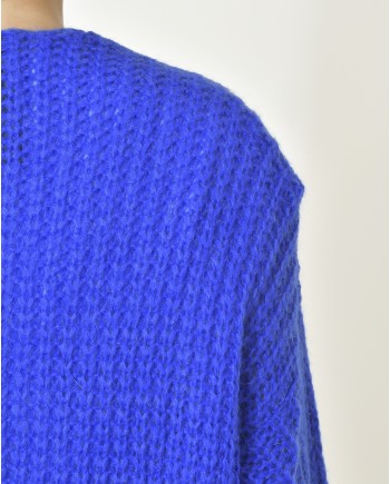 Cardigan tricot en mohair mélangé bleu Emma White