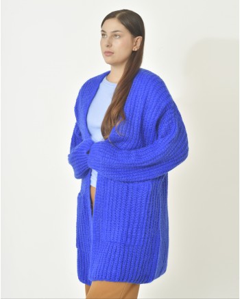 Cardigan tricot en mohair mélangé bleu Emma White