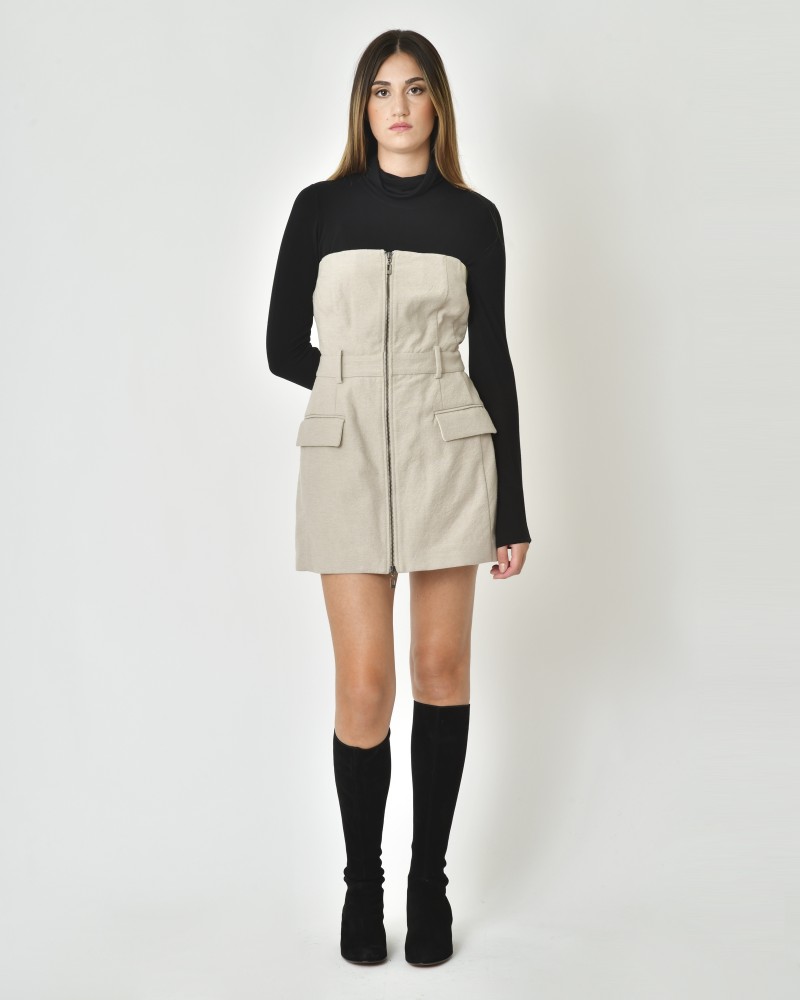 Robe mini en coton mélangé à zippé