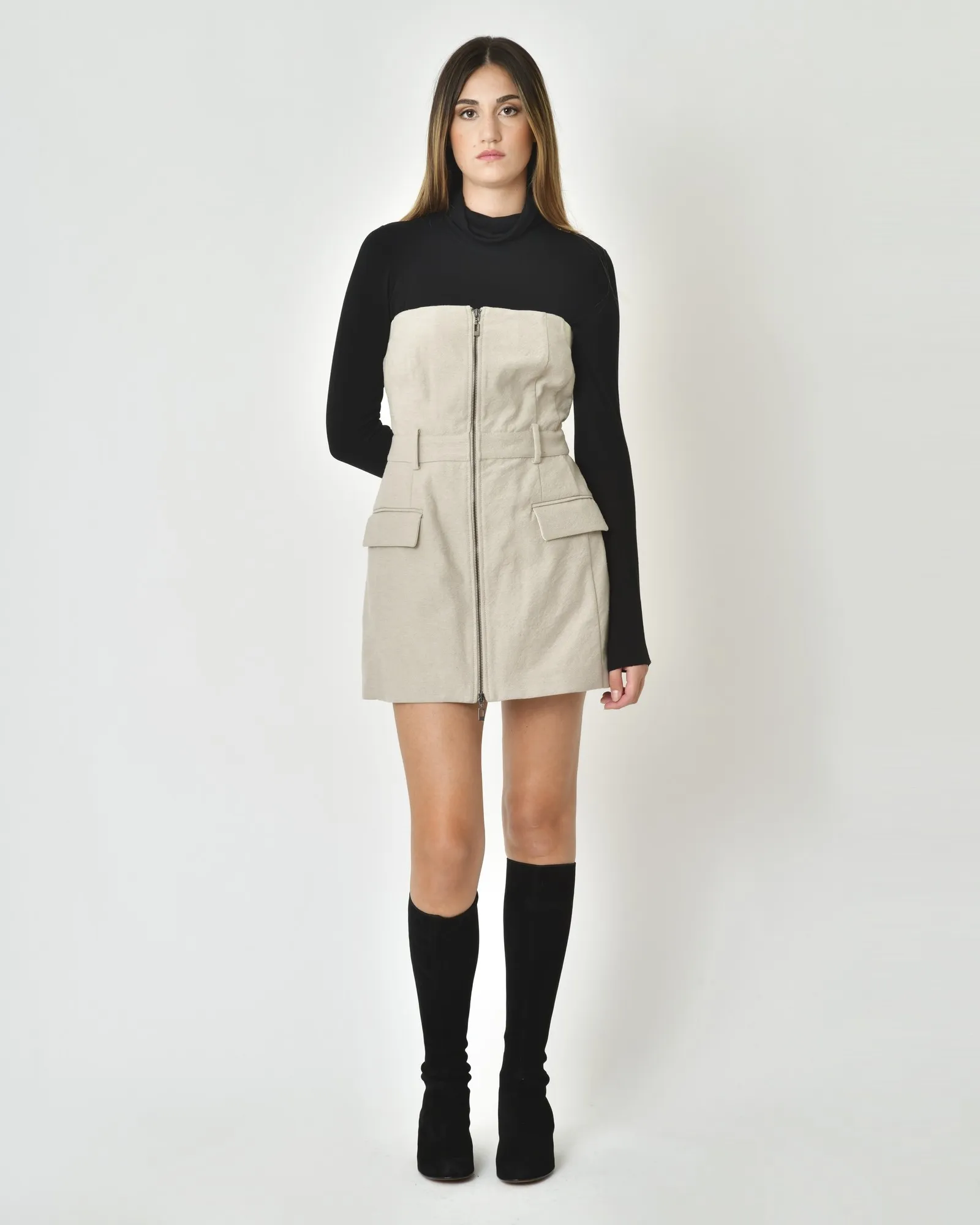 Robe mini en coton mélangé à zippé
