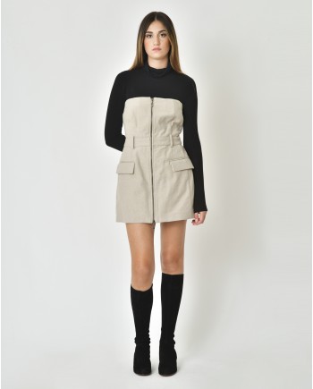 Robe mini en coton mélangé à zippé