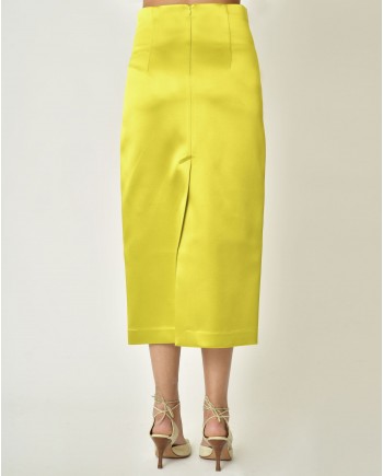 Jupe crayon en satin jaune Parosh 