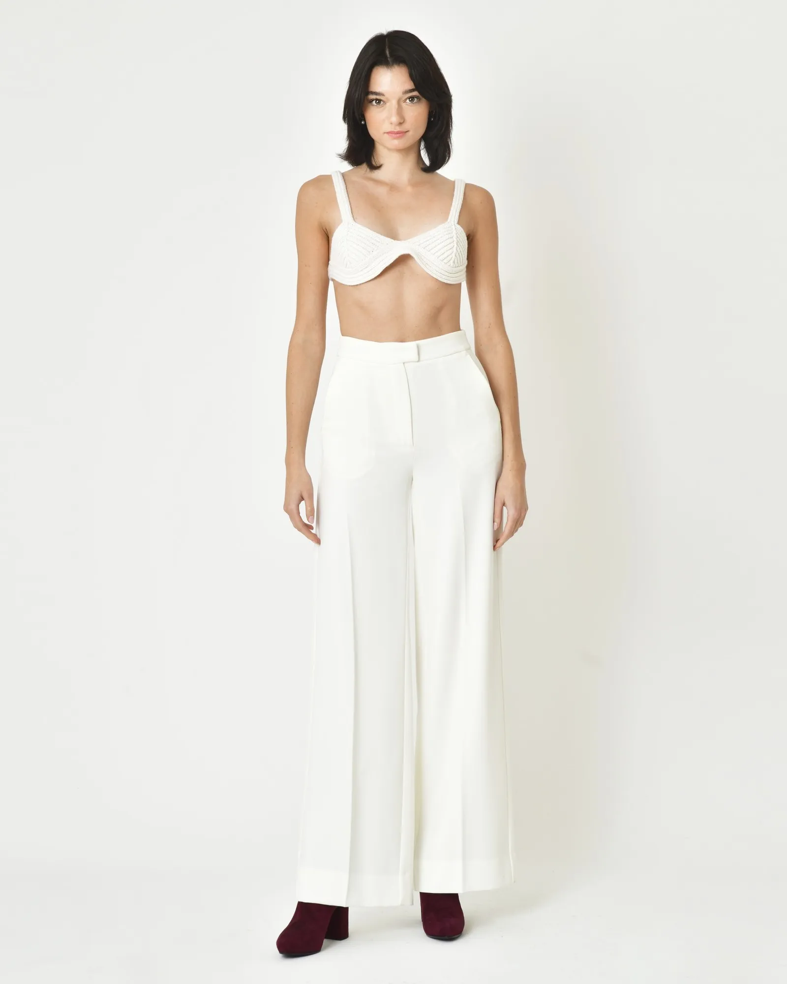 Top façon soutien-gorge en maille blanc Lorena Antoniazzi 