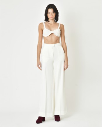 Top façon soutien-gorge en maille blanc Lorena Antoniazzi 