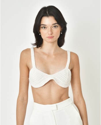 Top façon soutien-gorge en maille blanc Lorena Antoniazzi 