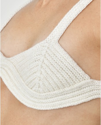 Top façon soutien-gorge en maille blanc Lorena Antoniazzi 