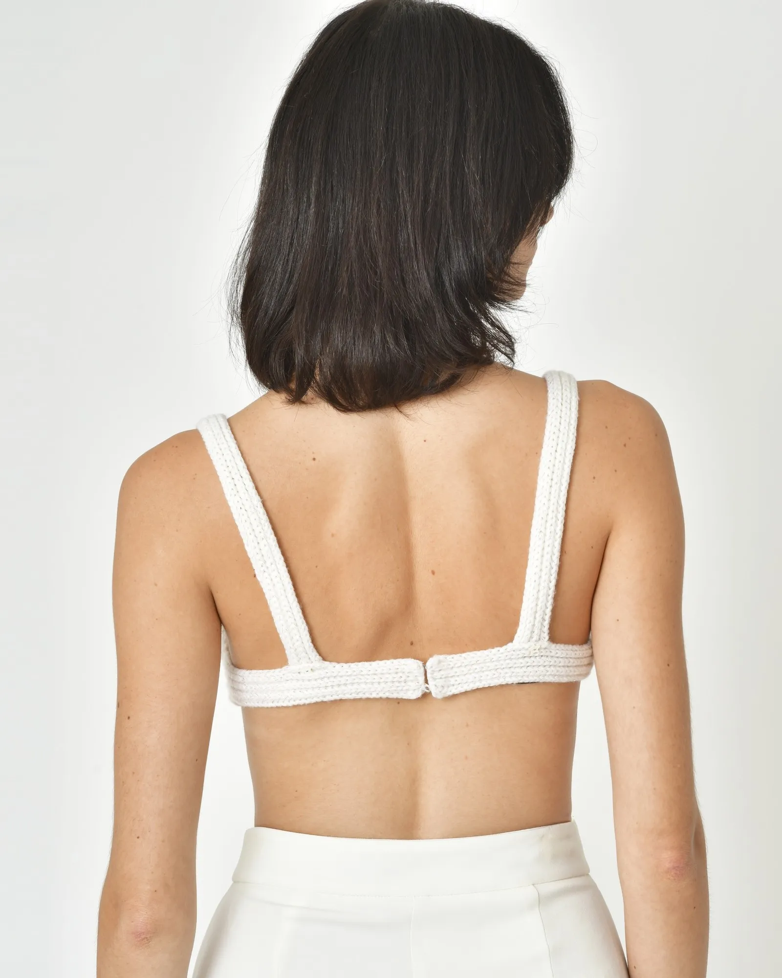 Top façon soutien-gorge en maille blanc Lorena Antoniazzi 
