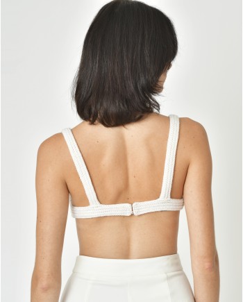 Top façon soutien-gorge en maille blanc Lorena Antoniazzi 