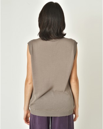 Pull en laine mélangé sans manches Malloni 