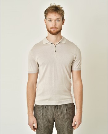 Polo en soie et coton beige Neck 