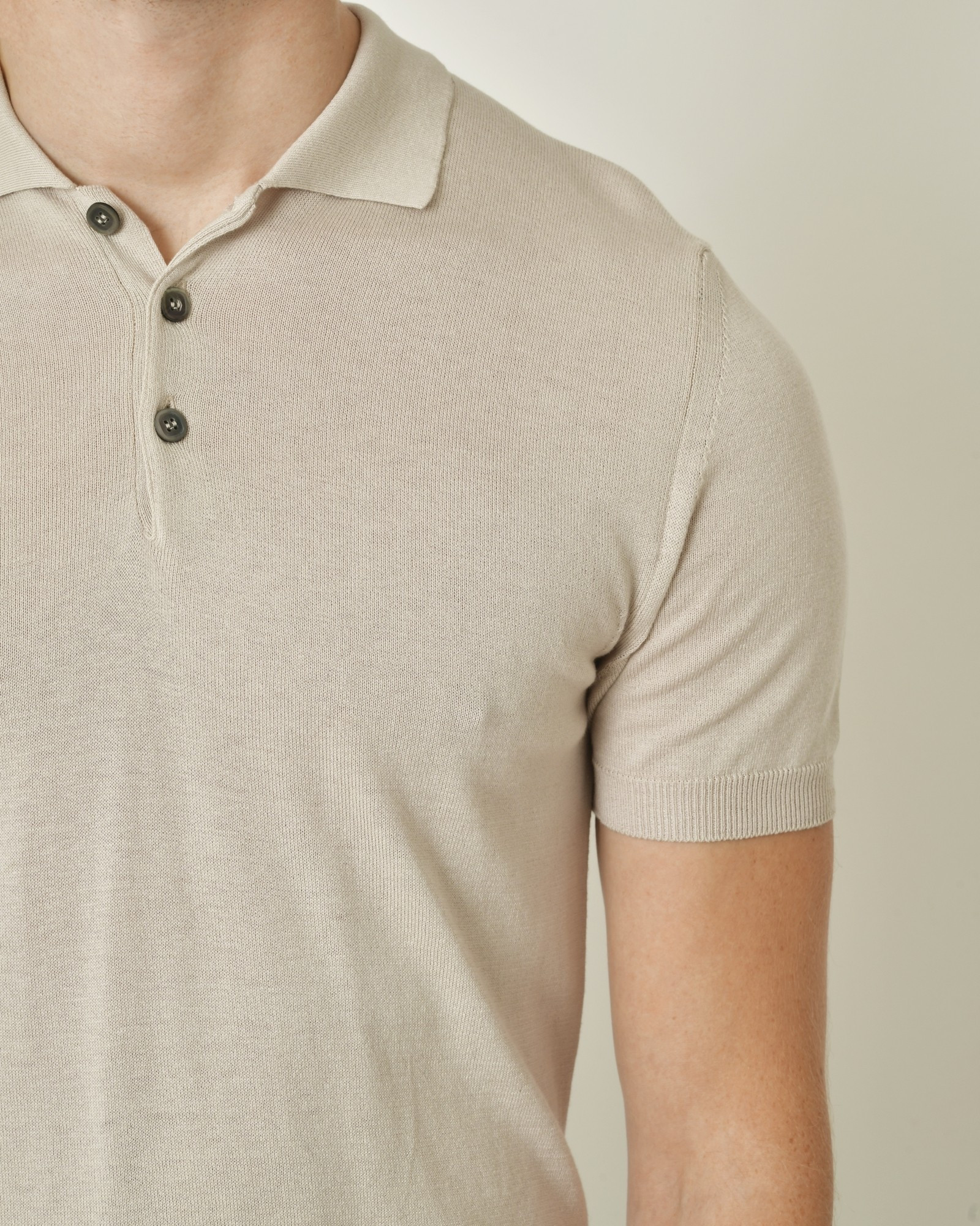 Polo en soie et coton beige Neck 