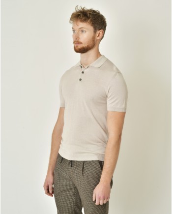 Polo en soie et coton beige Neck 