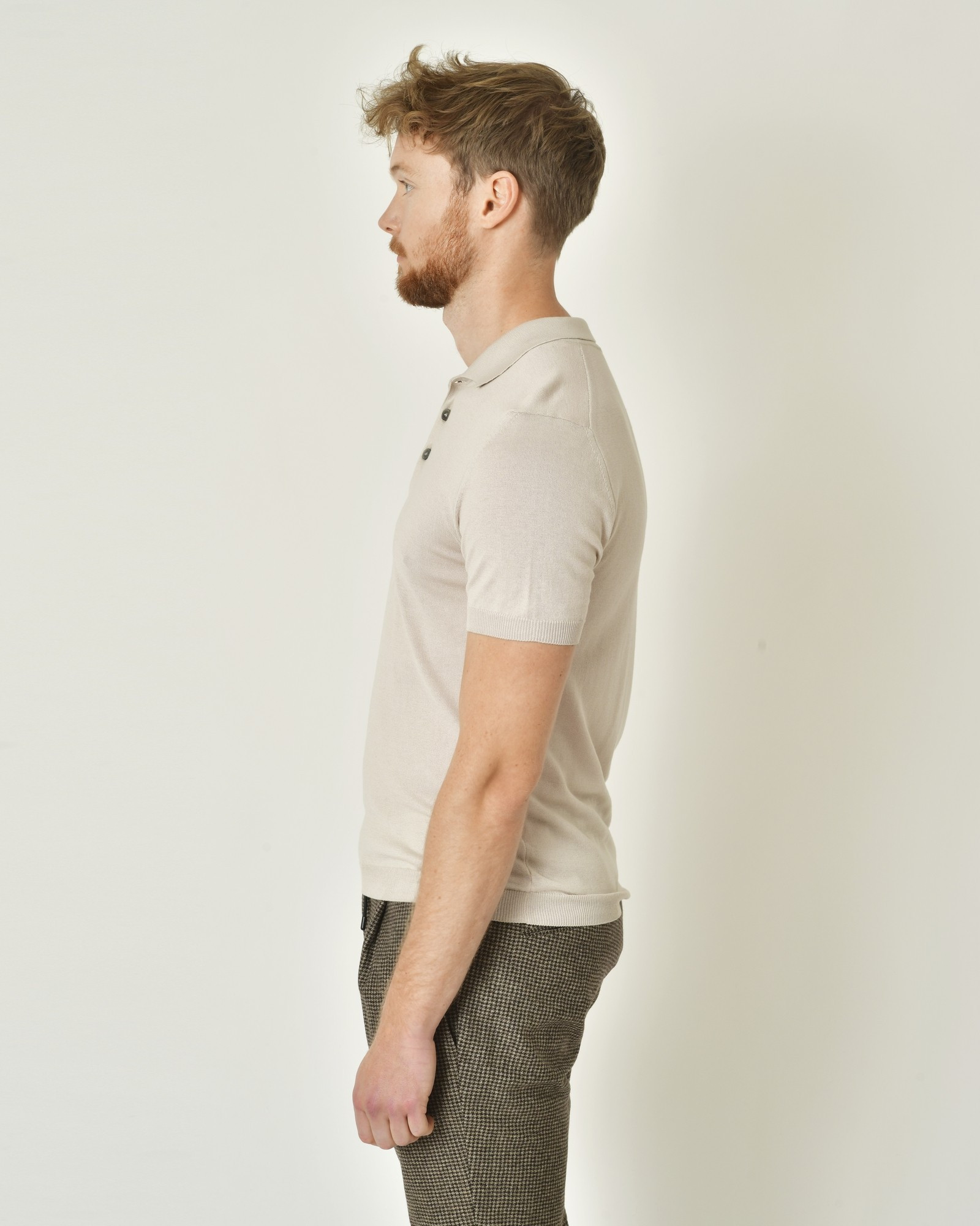 Polo en soie et coton beige Neck 
