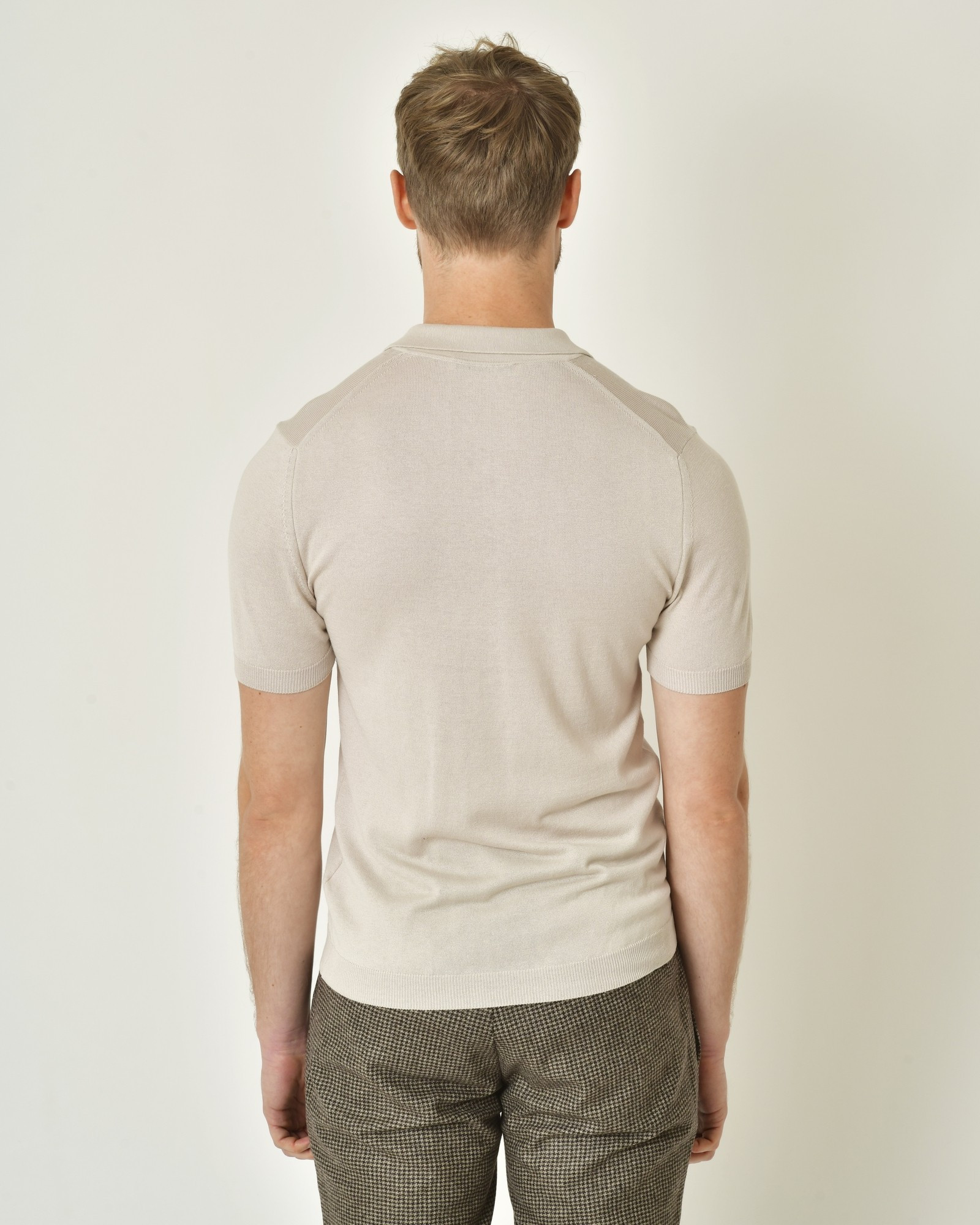 Polo en soie et coton beige Neck 