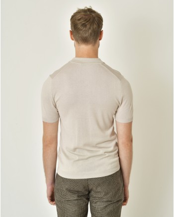Polo en soie et coton beige Neck 