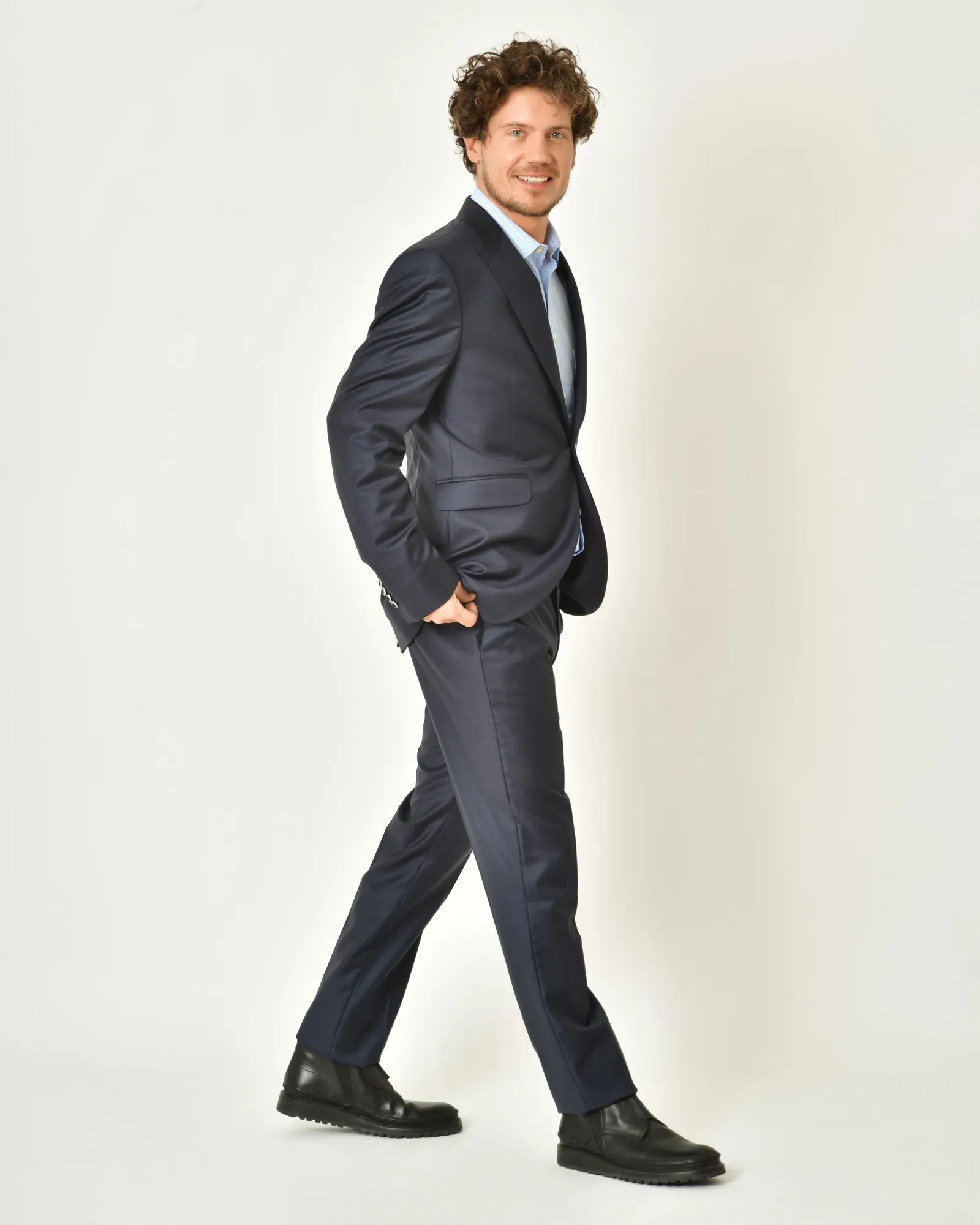 Costume en laine bleue Ambitus