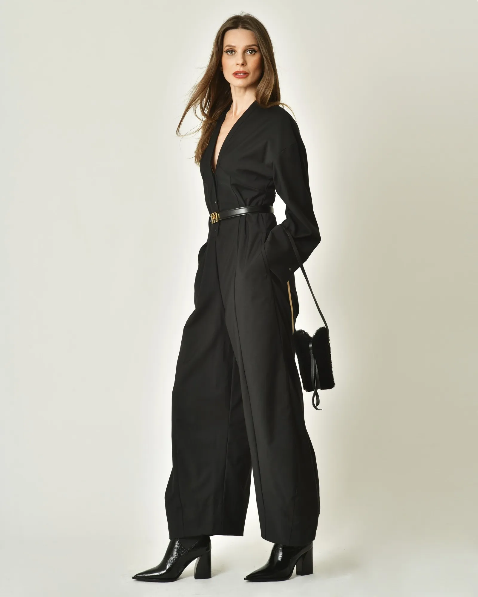 Pochette en fourrure à finitions en cuir Anita Bilardi